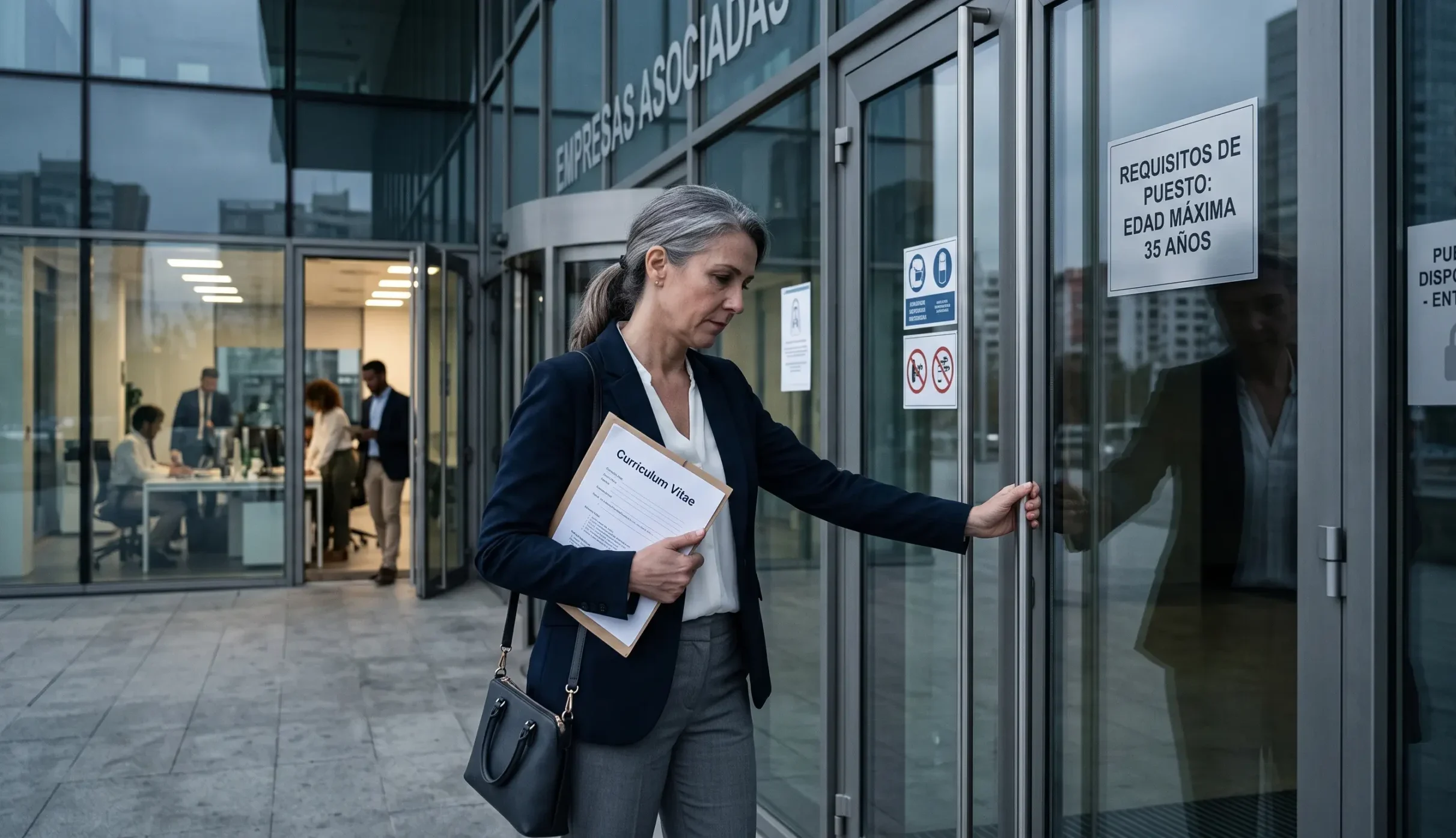 Profesionista mexicano de 40+ años revisando ofertas de empleo con expresión de frustración