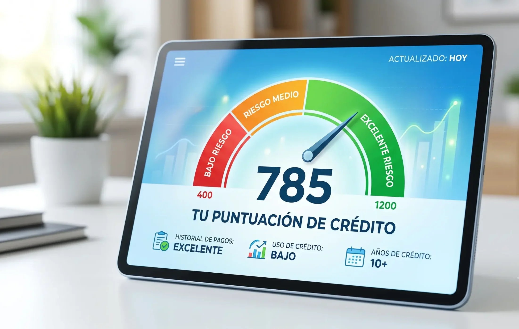 Persona revisando su score de crédito en una app
