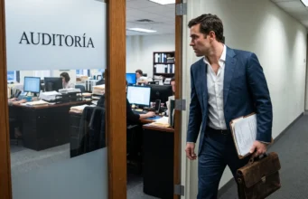 De la factura al penal: la reforma constitucional que dejó a los negocios a merced del error de un proveedor Representante legal y contador revisando auditoría fiscal y sellos digitales en una oficina