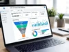 El divorcio entre ventas y finanzas: por qué los prospectos de mercadotecnia no pagan la nómina Panel de control digital de prospección comercial en computadora con gráficas de conversión y costos de adquisición
